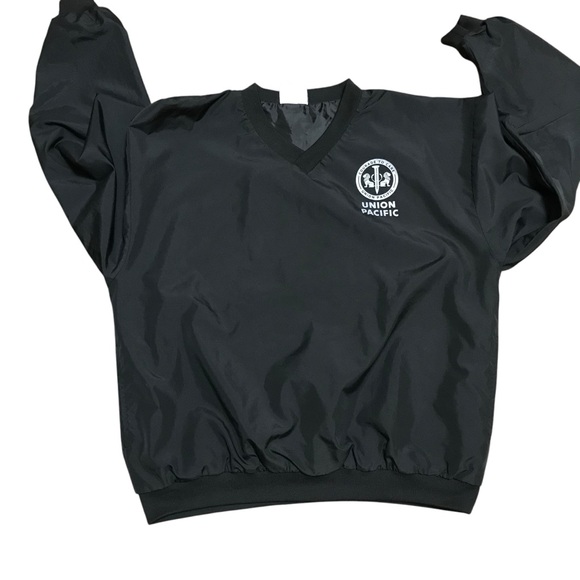 Vintage Union Pacific Railroad Men’s Black Windbreaker Size Large Augusta Sports - Picture 4 of 6